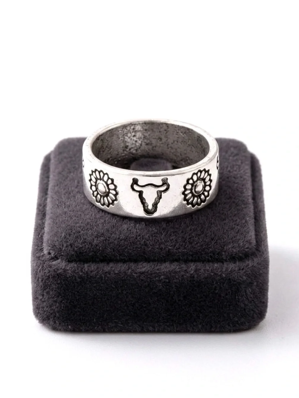 New Artisan Native Silver Bull Sunflower Minimalist Southwestern Ring